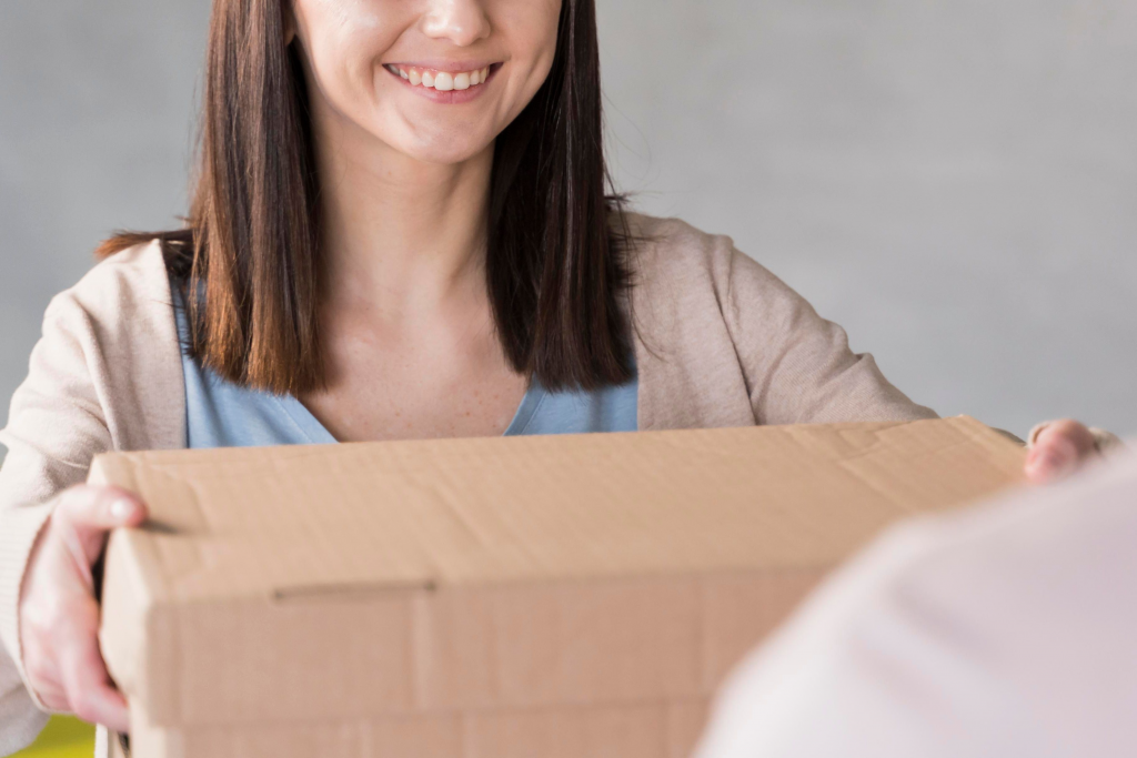 woman holding box