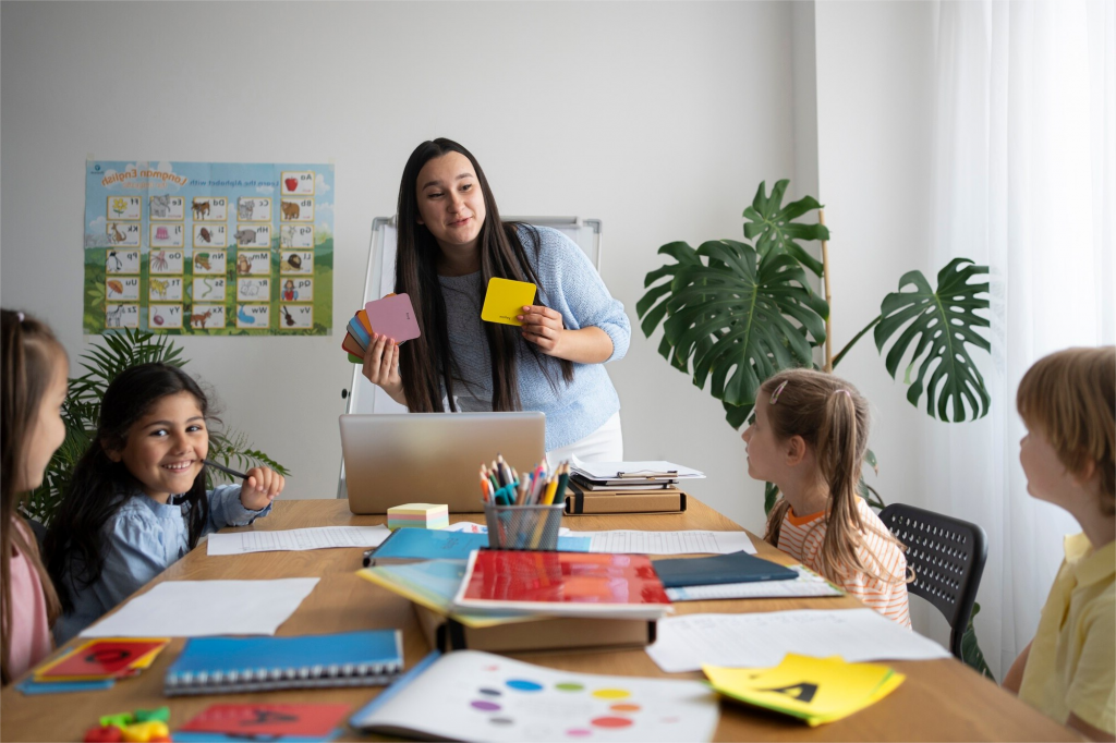 teacher and children in class